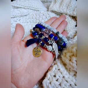 Beaded Tassels And Charms Stackable Bracelets 4pcs! NIP